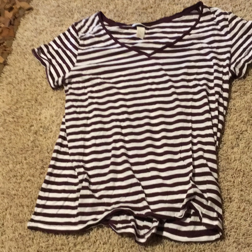 Maroon and white striped T-shirt